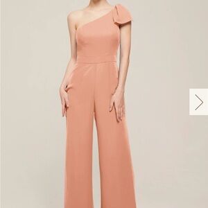 Chic One-Shoulder Peach Jumpsuit